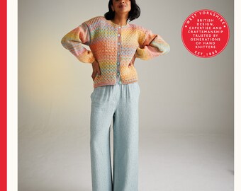 Knitting pattern Twilight Trellis Cardigan with Variegated Self Patterning Aran Yarn Hard copy