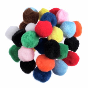25 mm Pom Poms Gemischte Farbe, fest und neon weich flauschig Kunst Handwerk Karte machen 100 Packung
