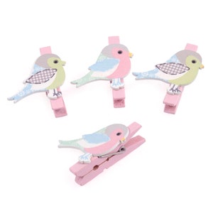 Trimits Mollette per uccelli in legno - Confezione da 4, rosa