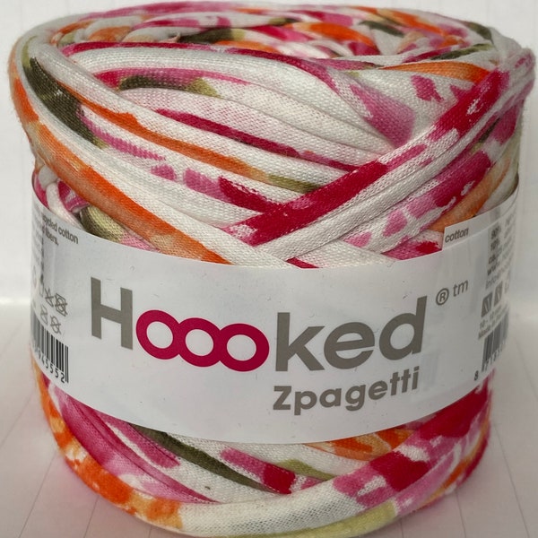 Laine pour t-shirt Hoooked Zpagetti, teinte rouge imprimée-multicolore super épaisse 50 g - environ 25 m