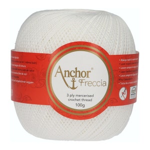 Anchor Freccia crochet cotton size 6, 8, 12, 16, 20, 25 100g balls White colour