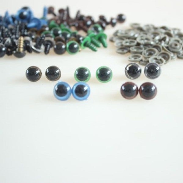 Safety Googly 24mm eyes 10 pcs ( 5 pairs) with safety washer assorted colours