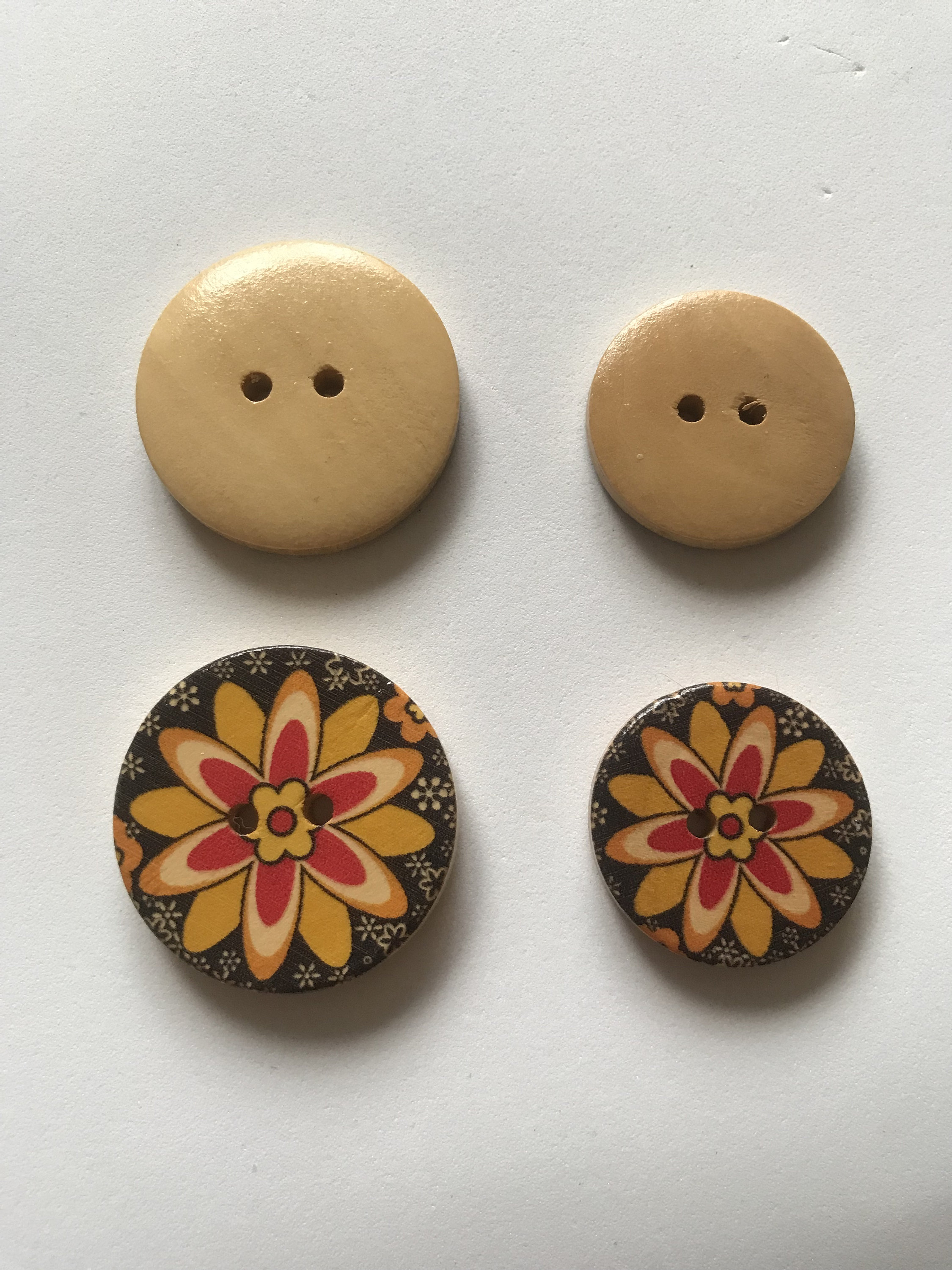 30mm Dark Wood buttons, sewing buttons - pack of 6