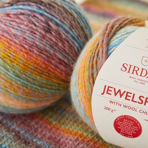 Sirdar JEWELSPUN con lana 200g filato spesso automotivo variegato