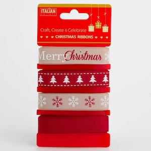Ruban de Noël 4 motifs x 2 m de long, style campagnard