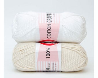 Lavette Coton Blanc et Couleurs naturelles 100 gr 100 % coton.