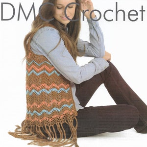 Crochet Gilet with Tassel Pattern only Petra cotton Yarn