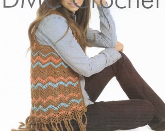 Crochet Gilet with Tassel Pattern only Petra cotton Yarn