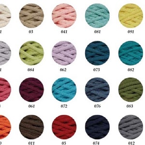 May include: A color chart of 24 different colors of cotton rope. The rope is arranged in a grid of six rows and four columns. Each color is labeled with a number.