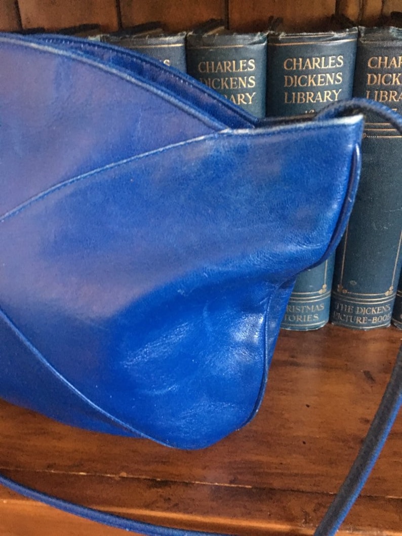 Vintage Electric Blue Leather Hip Bag by Russell /& Bromley Made in Italy 1960/'s