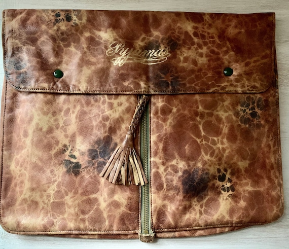 Vintage Marbled Leather Pyjamas Bag From 1930'S