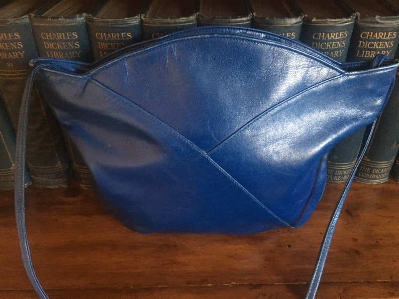Vintage Electric Blue Leather Hip Bag by Russell /& Bromley Made in Italy 1960/'s