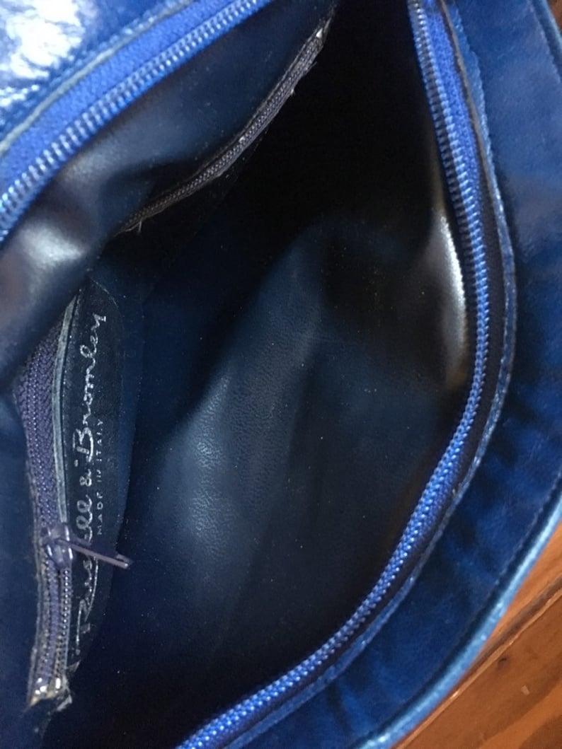Vintage Electric Blue Leather Hip Bag by Russell /& Bromley Made in Italy 1960/'s