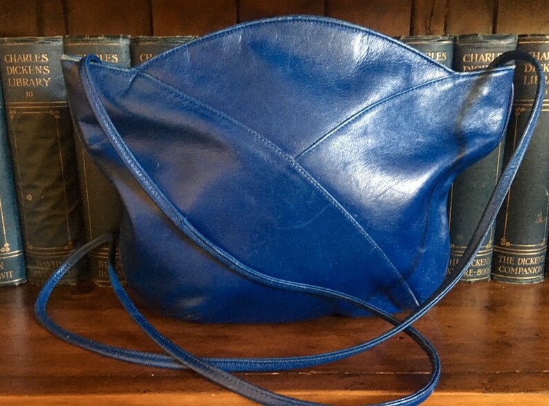 Vintage Electric Blue Leather Hip Bag by Russell /& Bromley Made in Italy 1960/'s