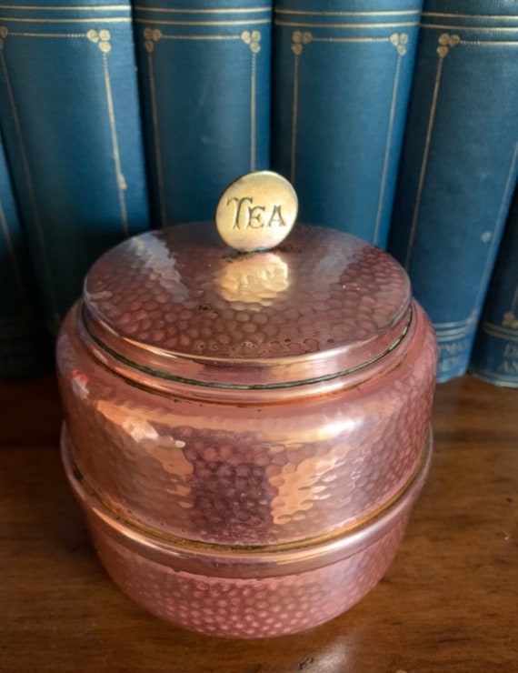 Copper top tea caddy