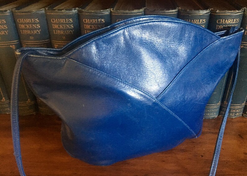 Vintage Electric Blue Leather Hip Bag by Russell /& Bromley Made in Italy 1960/'s