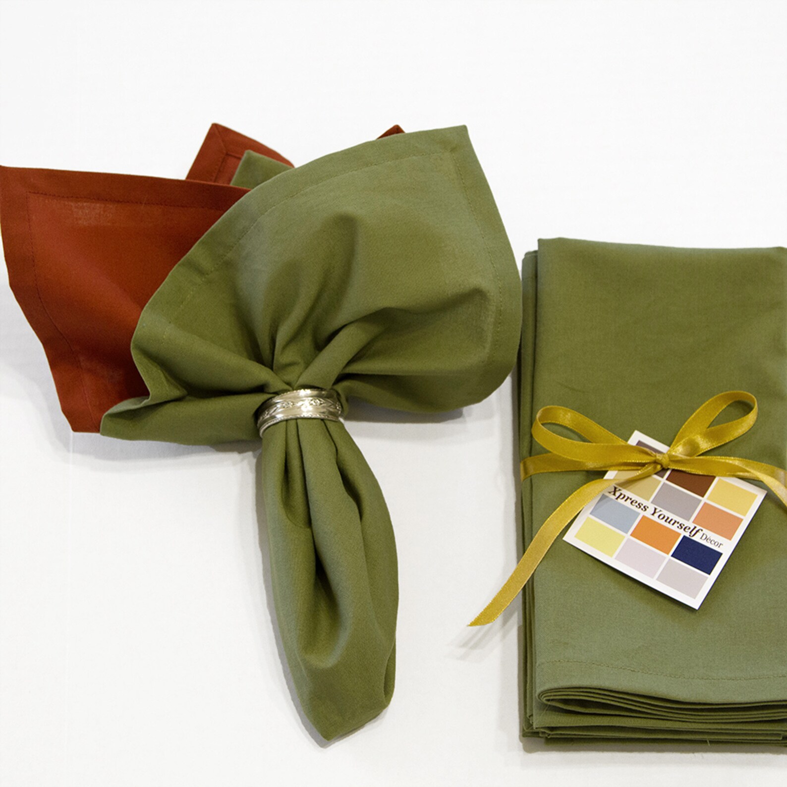 Olive Green Cotton Napkins Set of Four 18 X 18 Olive Green Etsy
