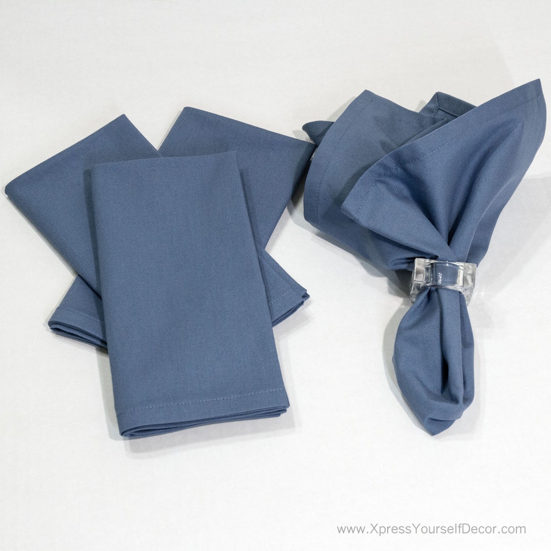 Blue Napkins Set of Four, Napkin Set in Wedgewood Blue, 18 X 18 Cotton