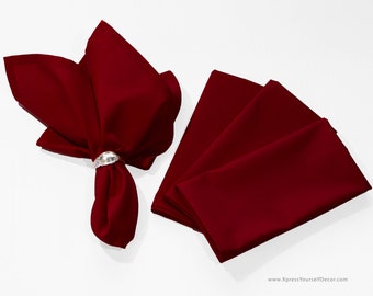 Burgundy Napkins in Set of Four, 18 x 18 Cotton Napkins in Burgundy, Special Event Napkins