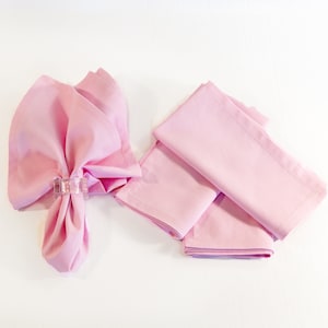 Pink Cotton Napkins Set of Four, 18 x 18 Pastel Pink Napkins with Mitered Corners, Special Event Pink Napkins