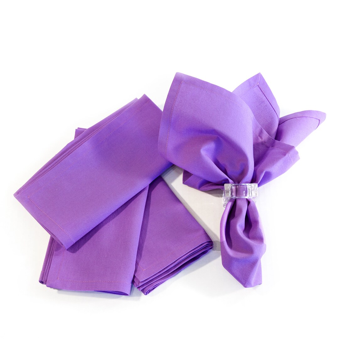 Lilac Cotton Napkins Set of Four, 18 X 18 Light Purple Napkins With