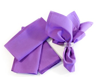 Lilac Cotton Napkins Set of Four, 18 x 18 Light Purple Napkins with Mitered Corners, Special Event Napkins in Lilac