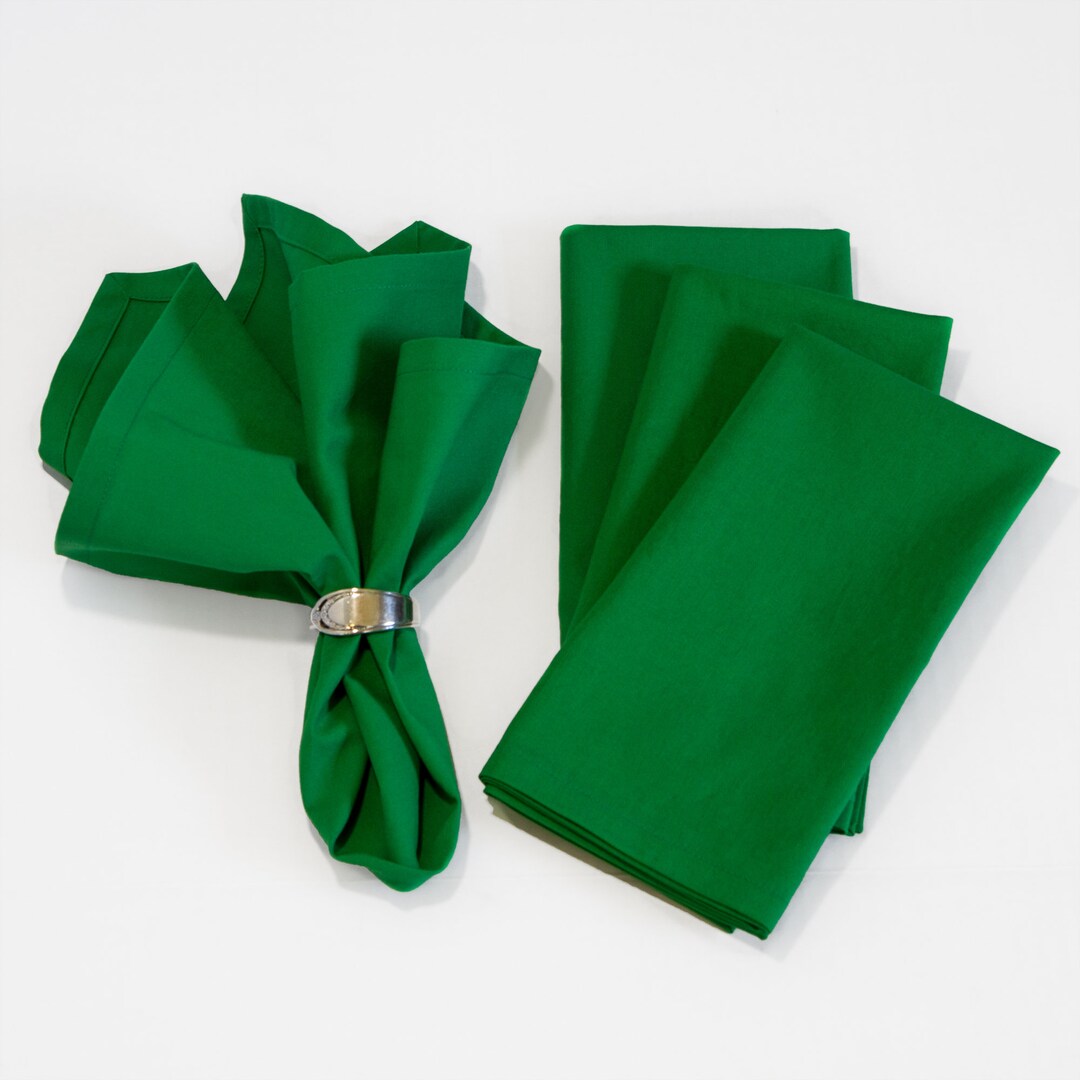 Green Napkins Set of Four, Cotton Napkins in Kelly Green, 18 X 18 Green