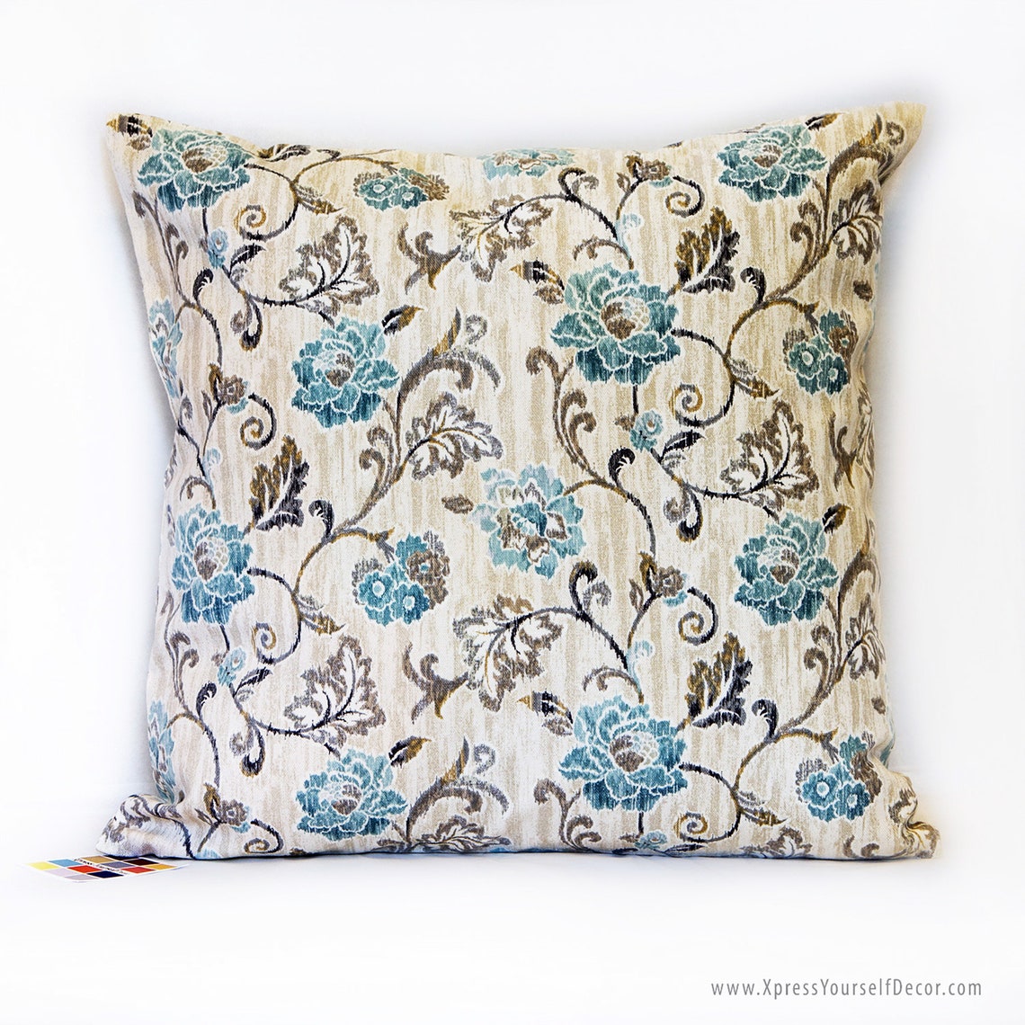 Blue Floral Pillow Cover Floral Sham in Shades of Blue and Etsy