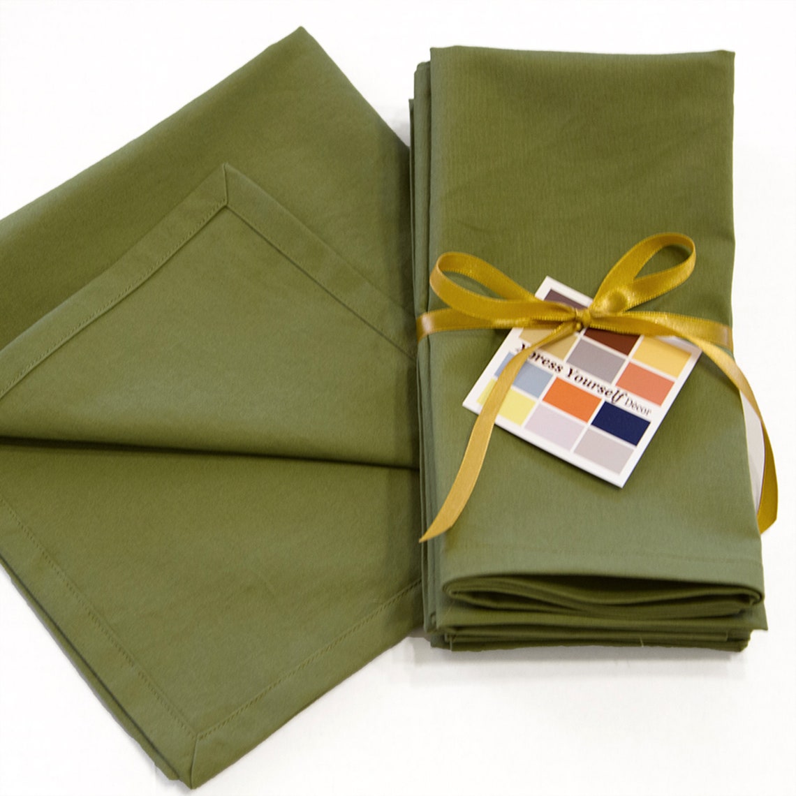 Olive Green Cotton Napkins Set of Four 18 X 18 Olive Green Etsy