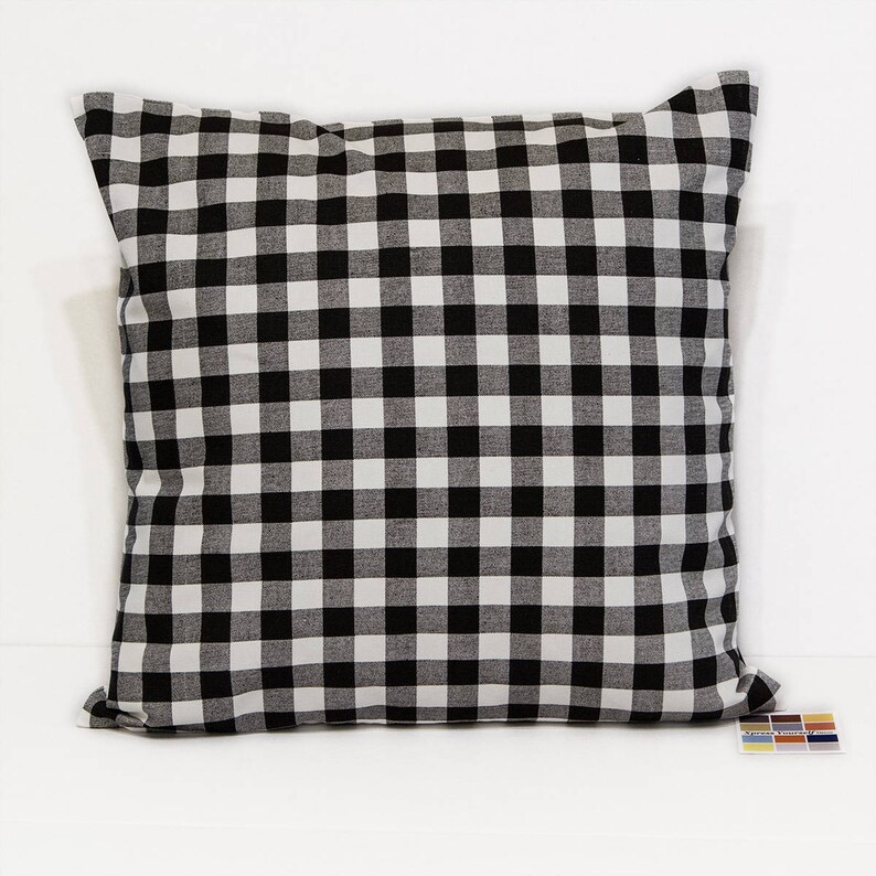 black plaid pillow covers