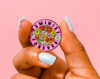 Pin de esmalte feminista para siempre // Pin de feminismo floral rosa, Mujeres Empoderadas