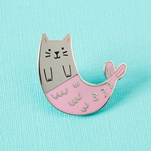 Purrmaid Email Pin // Kawaii Cat Mermaid Lapel Pin Badge // Mercat pin // Cat Gift, Cat Mama // Punky Pins