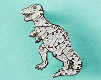 Glitter Dinosaur Enamel Pin // Dino Tyrannosaurus Rex/ T-Rex Alt Funny gift, Dinosaur pin