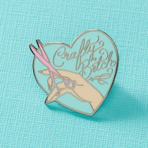 Crafty Bitch Enamel Pin // Craft Pin, Craft Mom, Artist Lapel Pin EP218 image 1