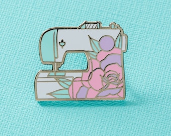 Sewing Machine Pin Badge  // Stitching, sewing enamel pin, tattoo pin, craft pins