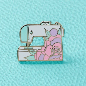 Sewing Machine Pin Badge // Stitching, sewing enamel pin, tattoo pin, craft pins image 1