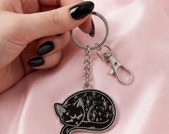 Brelok z emalii Mystical Cat // Brelok Punky Pins // Brelok z motywem Space Kitty