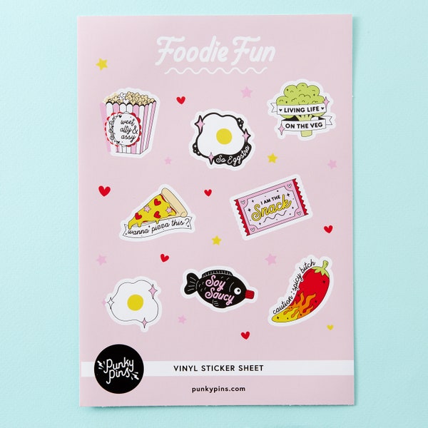 Foodie Fun Vinyl A5 Sticker Sheet // Planner stickers // Illustration stickers