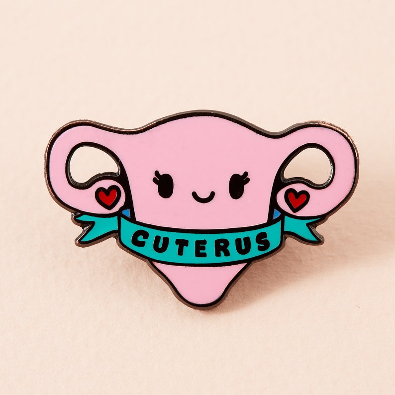 Cuterus Enamel Pin // Cuterus pin, lapel pin, uterus feminist badge image 1