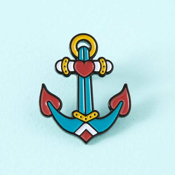 Tattoo Anker Email Pin // Anker tattoo illustratie pin badge // Old school revers speld, Sailor flash pin