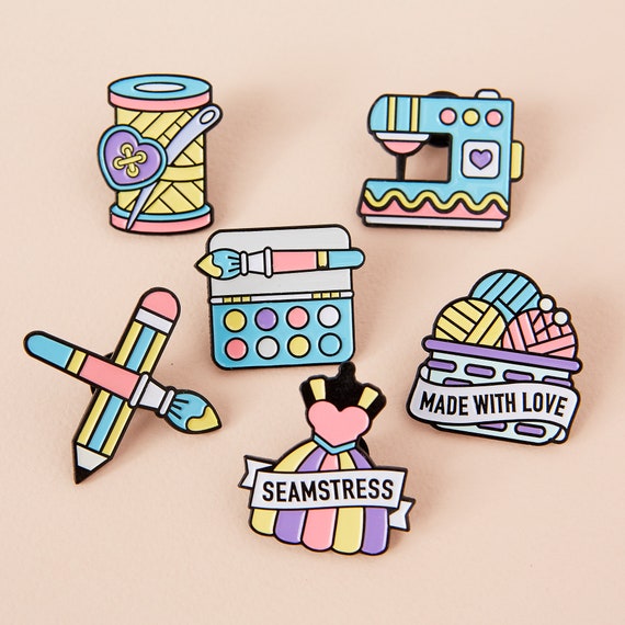 Cute Pastel Sewing Machine Enamel Pin // Crafty Gift Lapel Pin Badge //Dressmaking Badge // Sewing Pin by Punky Pins