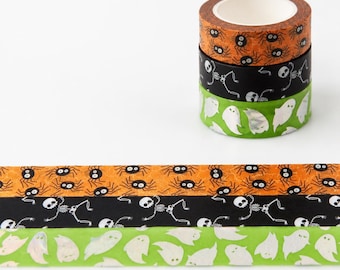 Pack of 3 Creepy Washi Tapes for Halloween, Stationery Addict, Planner, Planner Stickers. Spooky craft supplies
