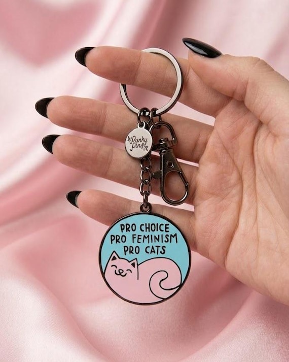 Pro Cats Enamel Keyring/Keychain // Feminism, Pro Choice, Cat Mama, Pro Feminism
