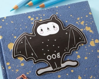 Boo! Cute spooky bat sticker // Laptop sticker // Large vinyl decal sticker