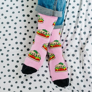 Carbs Organic cotton socks // Fun Socks // Gift Socks // Fast Food socks // Burger Socks // Secret Santa // Novelty Socks