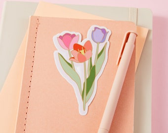 Tulip Flowers Vinyl Sticker // Laptop stickers // Die cut sticker, cute floral stickers