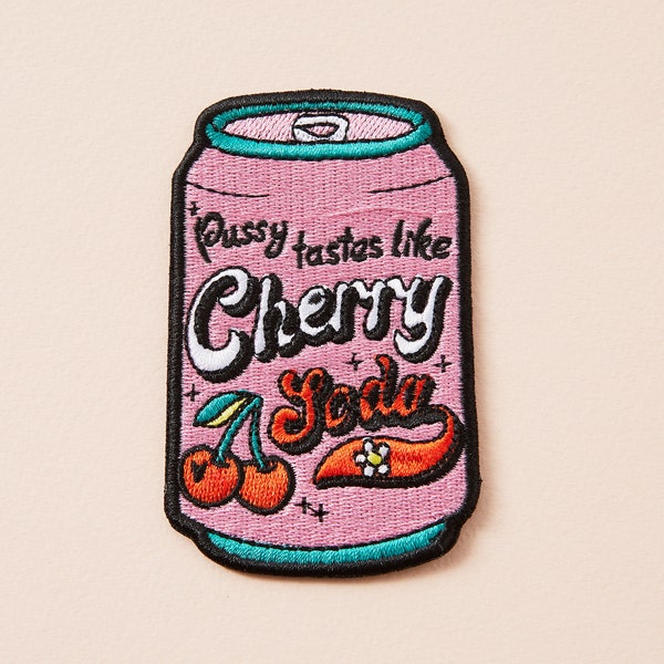 Cherry Soda Brodé Fer Sur Patch // Veste Patch, Féministe, Cherry Soda, Illustration Rétro, Coudre Sur Patch // Punky Pins