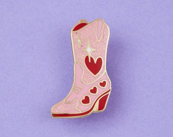 Glitter Cowgirl Boot Enamel Pin