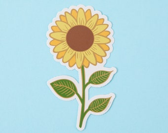 Sunflower Vinyl Sticker // Laptop stickers // Die cut sticker, cute floral stickers