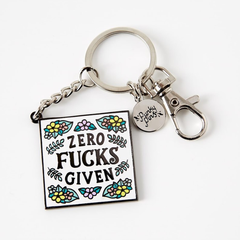 swearing gift Zero F*cks Given Enamel Keyring Punky Pins Adult Key Chain Rude key ring Offensive